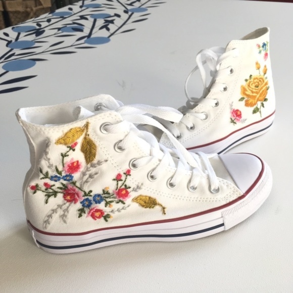 custom chuck taylor all star floral embroidery high top
